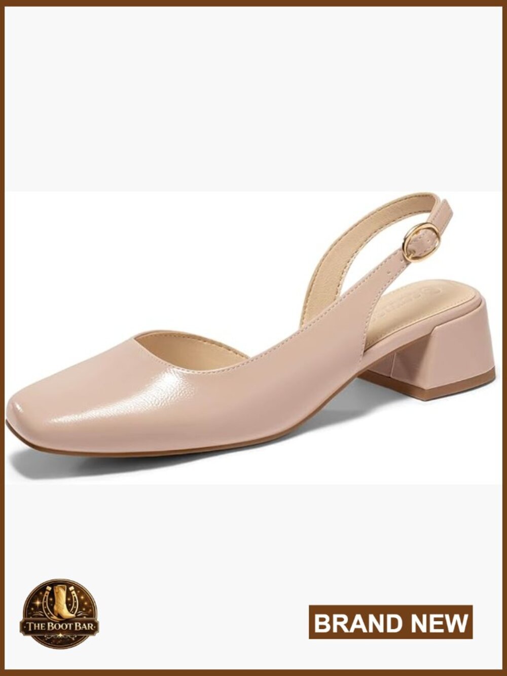 Chunky Low Heel D'Orsay Slingback Pumps Closed Square Toe Work Office Shoes